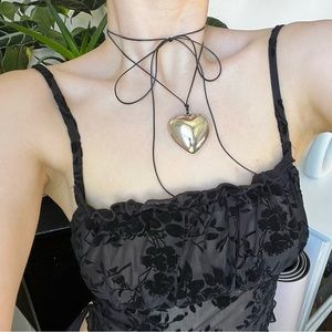 🖤Silver Chunky Heart Pendant Necklace🖤